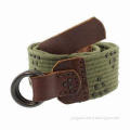 Genuine Leather Webbing Canvas Military Belt for Men